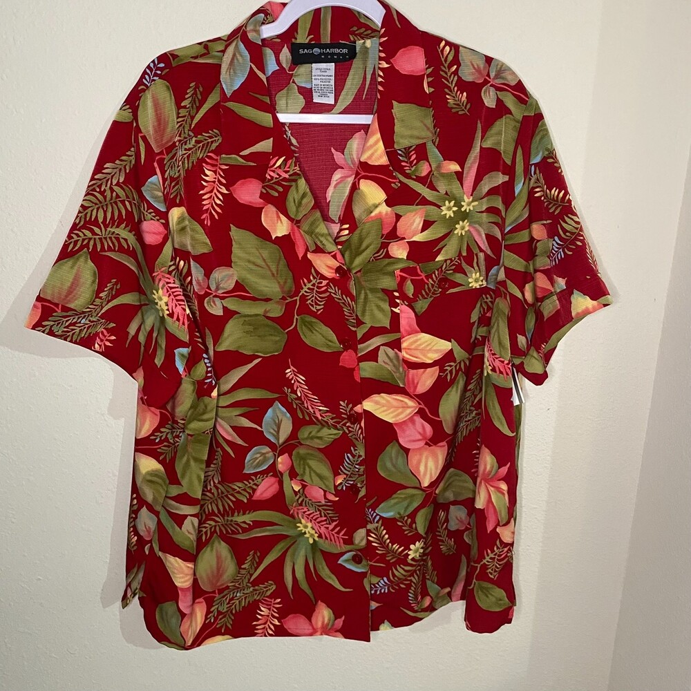Red‎ Hawaiian Tropical Shirt